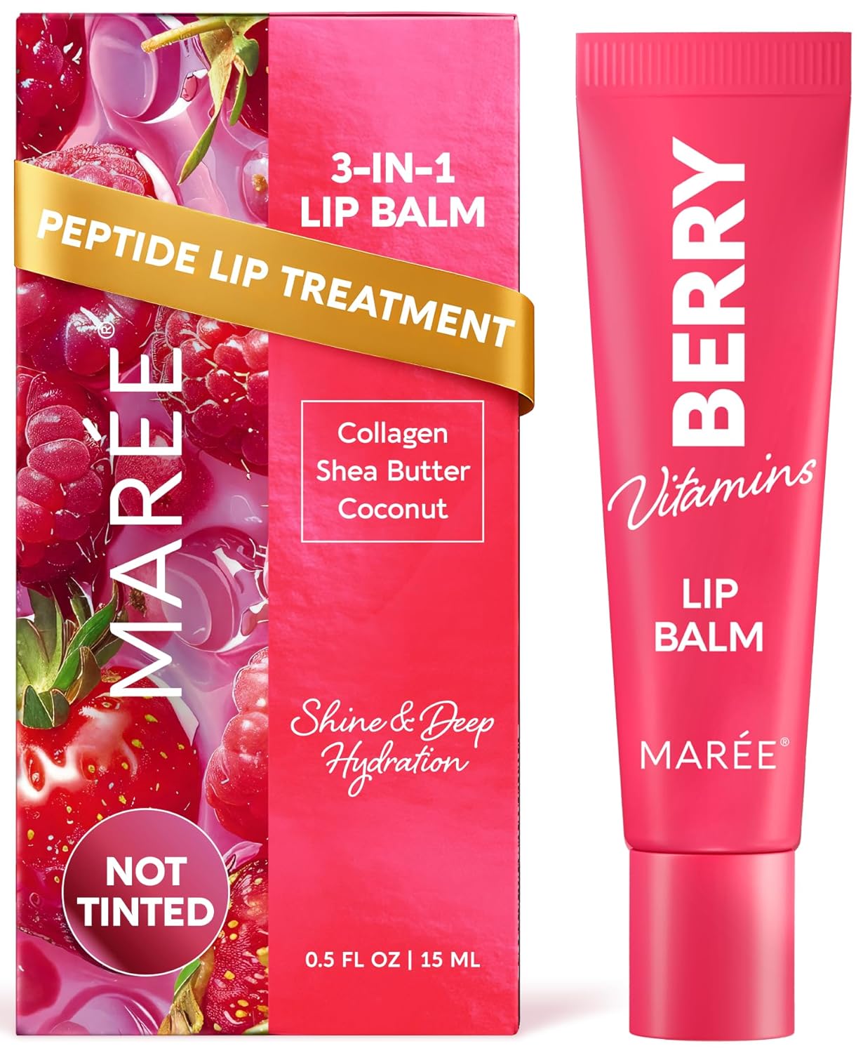 Lip Balm Hydrating - Lip Balms & Moisturizers - Peptide Lip Treatment Not Tinted - Lip Butter Moisturizer for Very Dry Lips Care Products - Berry Lipbalm - Balsamo Labial Hidratante de Labios