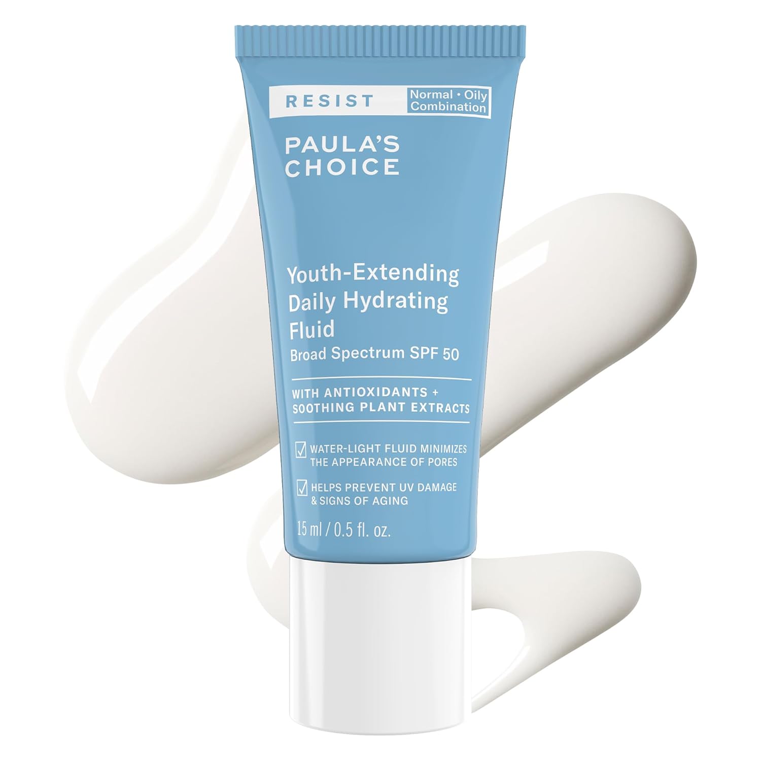 Paula's Choice RESIST Daily Hydrating Fluid Face Moisturizer with SPF 50 Sunscreen, Face Sunscreen for Oily Skin, Chamomile & Vitamin E, UVA/UVB Protection, Fragrance-Free, TSA Friendly Travel Size - 0.5 Fl Oz.