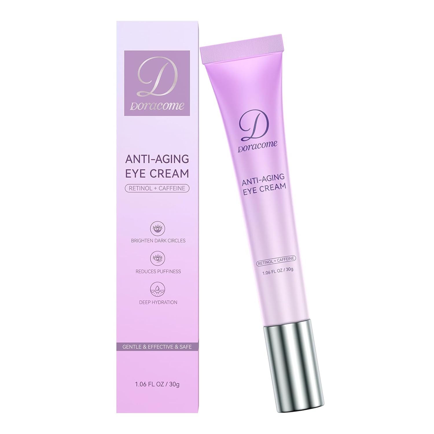 Retinol Eye Cream for Dark Circles and Puffiness, Hydrating Under Eye Cream for Dark Circles, Anti Aging Dark Circle Eye Cream for Fine Lines, Wrinkles, Firming Eye Contour, 1.06 oz Violet Hush