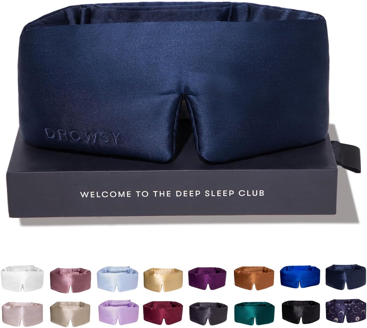 Silk Sleep Mask - Face-Hugging, Padded Cocoon for Luxury Sleep in Total Darkness - 100% Pure Mulberry Silk, Skin-Hydrating & Adjustable (Midnight Blue)