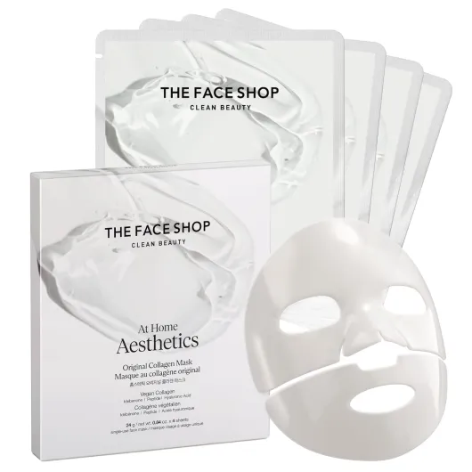 Original Vegan Collagen Face Mask, Korean Glass Skin Essential, Peptide Hydrogel Mask for Firming & Skin Elasticity, Moisturizing, 4EA