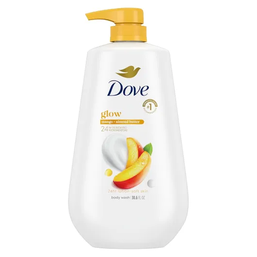 Body Wash with Pump Glow Mango & Almond Butter For 24hr Lotion-Soft Skin Moisturizing Skin Cleanser with No Sulfates No Parabens 30.6 oz Mango and Almond Butter 30.6 Fl Oz (Pack of 1)