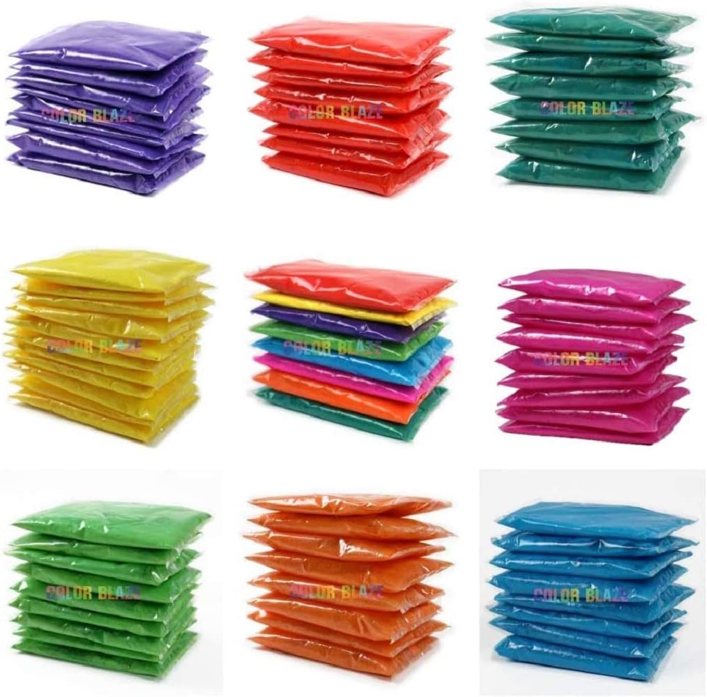 120-Pack Holi Color Powder – Includes 8 Vibrant Colors (75g Each) Pink, Red, Orange, Yellow, Green, Teal, Blue, Purple – Perfect for Toss, Rangoli, Fun Runs, Color War, Parties & Festivals