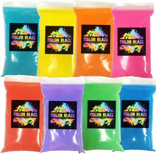 Holi Colored Powder - 1 lb of Each Color - Pink, Red, Orange, Yellow, Green, Teal, Blue, Purple - for Fun Runs, Toss, Rangoli, Color War, Party & Festivals - Total Pack of 8 Pounds