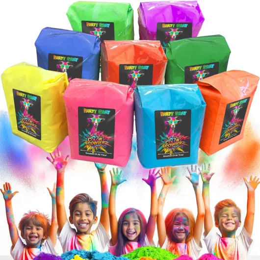 Color Run Powder - Bulk Pack - 3 Lbs Each - Non Toxic Holi Colored Powder for Color Wars, Festivals & Summer Camp Parties - 27Lb, 9 Packets.