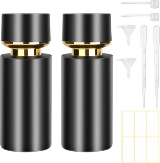 2pcs 50ml Glass Spray Bottle for Perfume,Refillable Travel Perfume Atomizer Bottles,Black Portable Cologne Atomizer Empty Bottle.(Black) Black*2