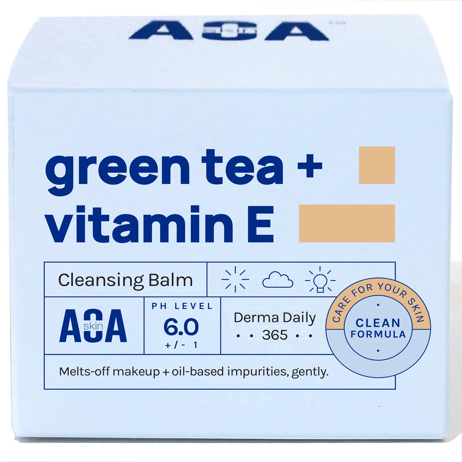 Skin Green Tea & Vitamin E Cleansing Balm, Melting Balm to Oil for Makeup Remover, Double Cleansing, Face Wash Cleanser All Skin Type 3.38 Fl Oz, 100 ml