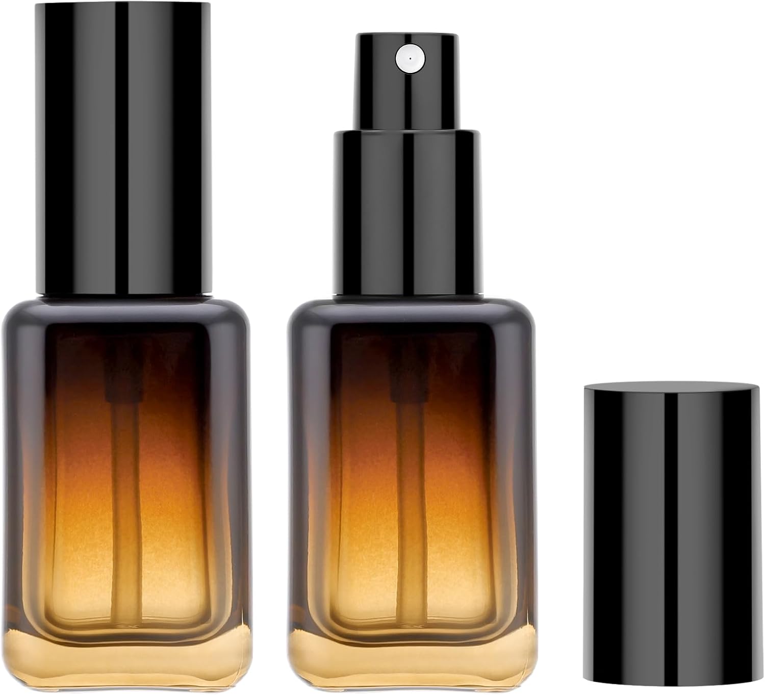 1oz Fine Mist Amber Glass Spray Bottles, 2pcs Small Travel Size Spray Bottle Refillable Liquid Containers, 30ml Mini Glass Cosmetic Bottles for Travel, Empty Perfume Bottle Atomizer Sprayer 2 1oz / 30ml