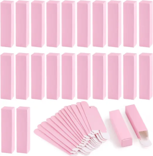100 Pack 0.78 * 0.78 * 3.34 inch Kraft Paper Lipstick Box Rectangle Lip Balm Kraft Boxes Essence Oil Bottle Packaging Organzier for Makeup Sample Tube Storage DIY Gifts - Pink