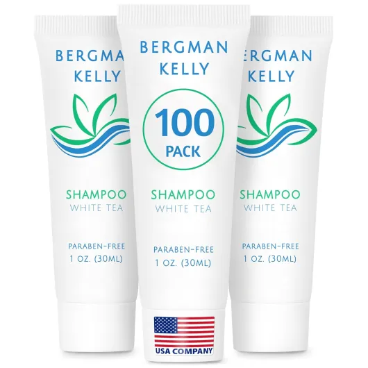 Travel Size Hotel Shampoo - 1 fl oz, 100 PK, White Tea - Delight Your Guests with Revitalizing & Refreshing Hair Cleanser for Guest Hospitality - Mini & Small Size Shampoo in Bulk 1 Fl Oz (Pack of 100) White