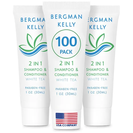 Travel Size 2 in 1 Shampoo & Conditioner - 1 fl oz, 100 PK, White Tea - Delight Your Guests w/Revitalizing & Refreshing Shampoo Amenities, Quality Small Size Hotel Toiletries in Bulk