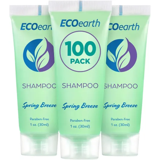 Travel Size Hotel Shampoo - 1 fl oz, 100 Pack, Spring Breeze - Delight Your Guests with Revitalizing & Refreshing Hair Clenaser for Guest Hospitality - Small Size Luxury Shampoo in Bulk