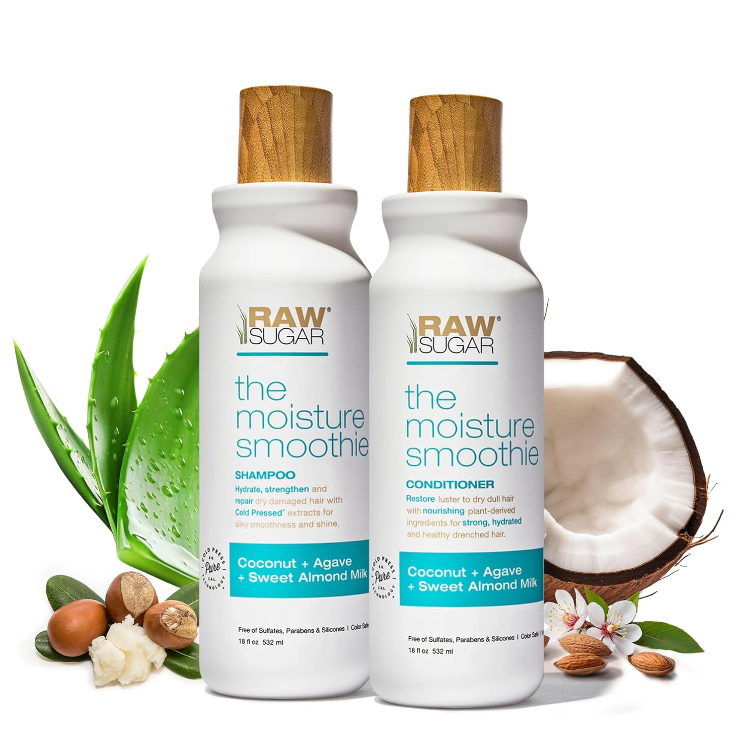 Moisture Smoothie Shampoo and Conditioner with Coconut Oil, Agave, & Sweet Almond Milk, Hydrates & Nourishes Dry Hair, Formulated without Sulfates + Parabens Shampoo + Conditioner Duo
