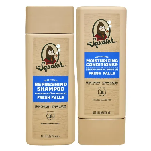 Dr - Squatch Natural Hair Bundle for Men - Healthy, Full Looking Hair - Fresh Falls Shampoo (11 fl oz), Fresh Falls Conditioner (11 fl oz)
