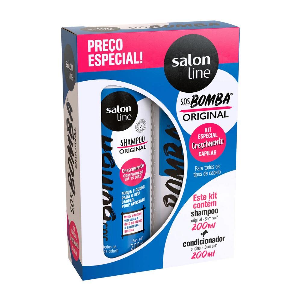 Kit Shampoo + Condicionador 200Ml Sos Bomba Original, Salon Line