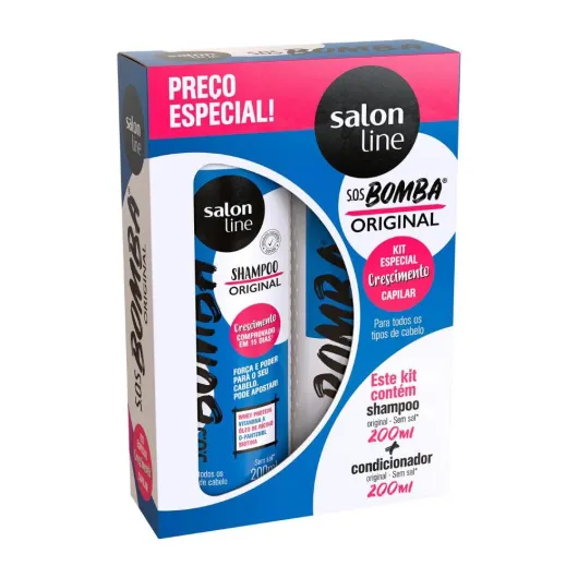 Kit Shampoo + Condicionador 200Ml Sos Bomba Original, Salon Line