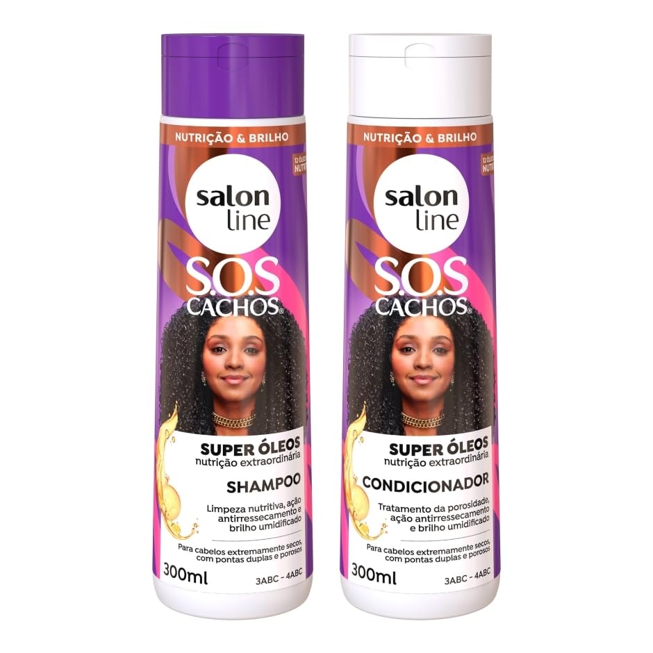 Salon Line SOS Cachos Super Oleos Kit Shampoo e Condicionador 2 x 300 Ml - SOS Curls, Super Oils, Collection, Shampoo and Conditioner Set, 2 x 10.14 Fl Oz