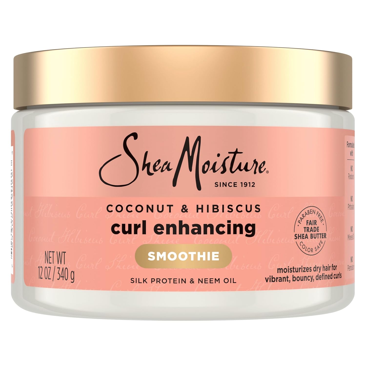Smoothie Curl Enhancing Cream Coconut and Hibiscus for Thick, Curly Hair Sulfate Free and Paraben Free 12 oz Coconut and Hibiscus 12 Ounce (Pack of 1)