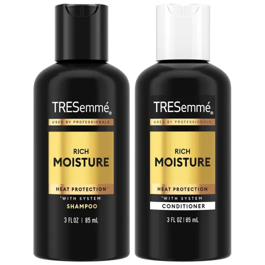 Travel Essentials, Rich Moisture Shampoo and Conditioner Set, Hydrating Hair Detangler with Hyaluronic Acid, 3 Oz Ea 3 Fl Oz (Pack of 2)