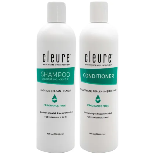 Shampoo and Conditioner Set Sulfate Free, Fragrance Free for Sensitive Skin - Volumizing Shampoo & Hydrating Conditioner (12 Oz each, Pack of 2)