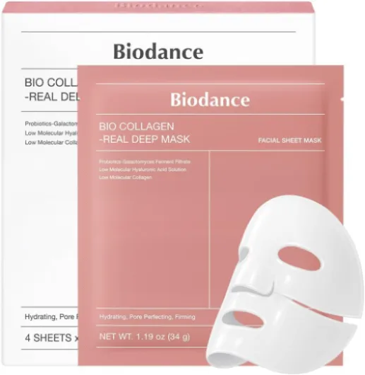 Biodance Bio-Collagen Real Deep Mask Pack de 4 - Masques visage, masque visage, masque visage femme, masque visage, resserrement des pores, traitement des rides