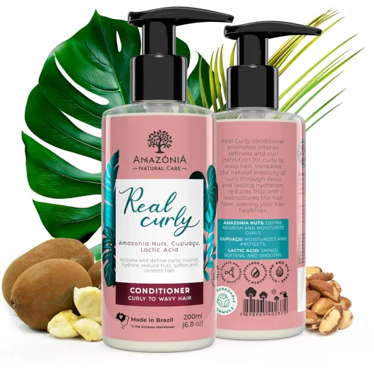 Curly Hair Conditioner for Women & Men - Moisturizing Conditioner with Amazonia Nuts, Cupuacu & Lactic Acid for Curl Enhancement & Smoother Curls - 6.8oz