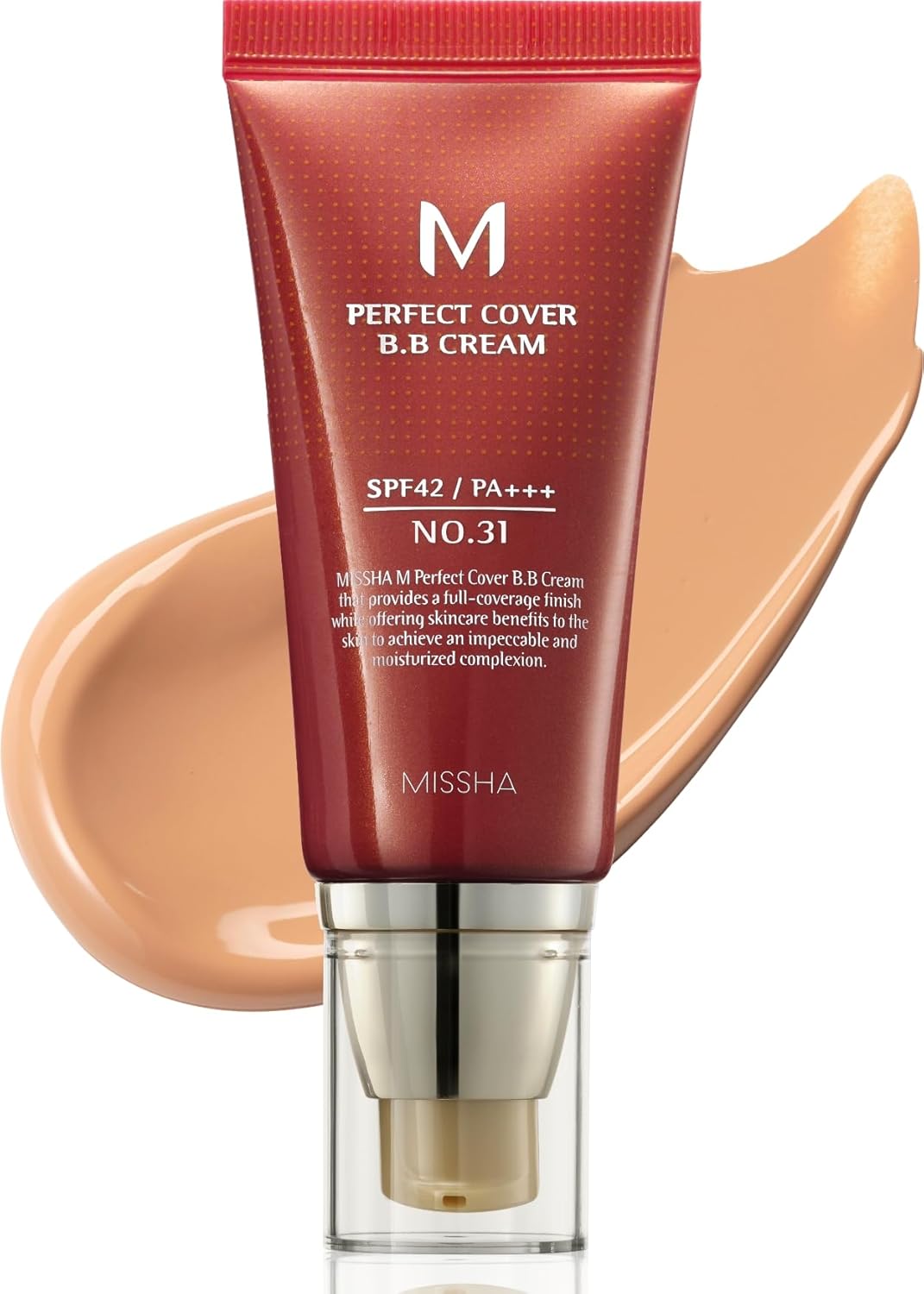M Perfect Cover BB Cream No 31.Golden Beige - Medium/Tan with Neutral Undertone SPF 42 PA +++ 1.69 Fl Oz - Tinted Moisturizer with SPF 1.69 Fl Oz (Pack of 1) No.31 (Golden Beige)