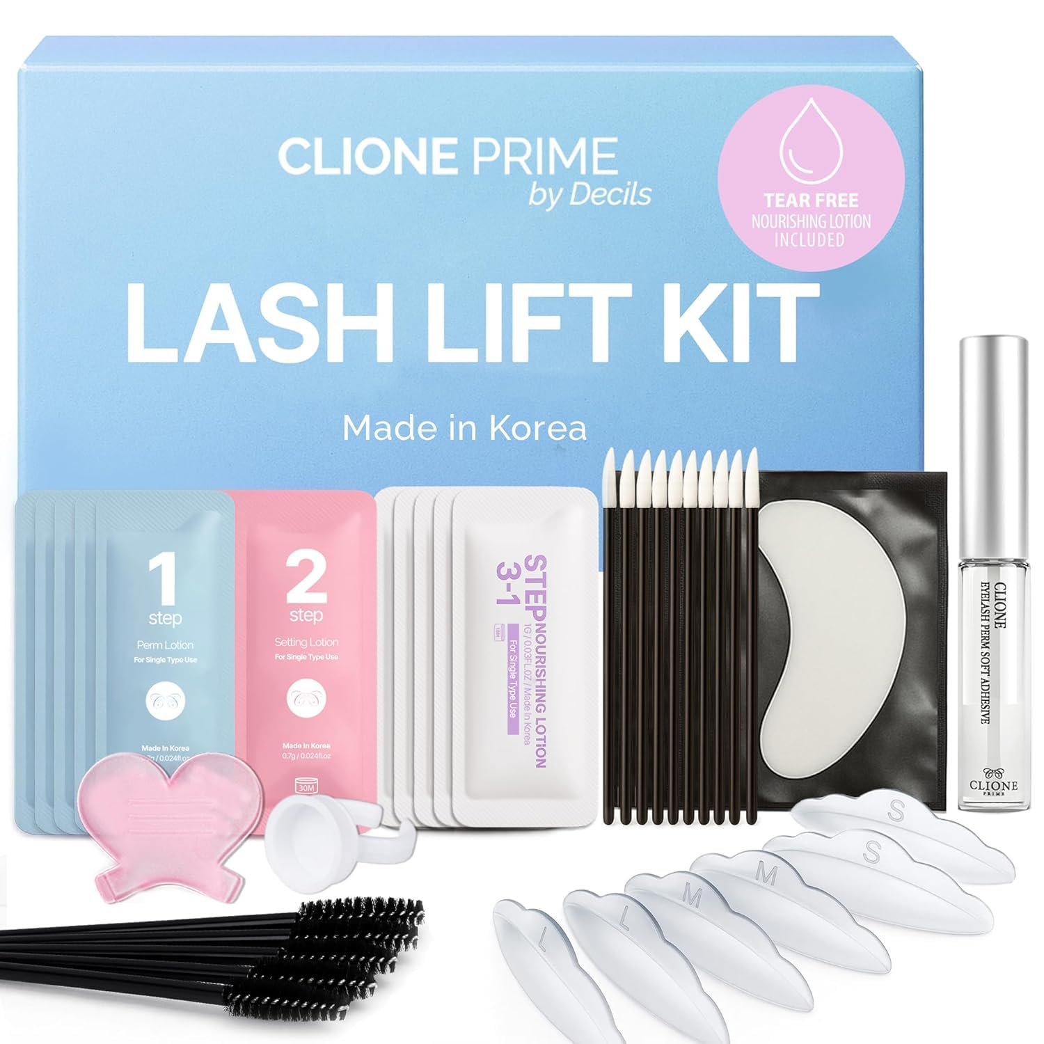 Korean Lash Lift Kit - 5 Sets At Home Eyelash Perm Kit with Upgraded Glue, Eyelash Lift Kit, DIY Lash Perm Easy for Beginner & Professional, Semi Permanent Perming Wave Suitable For Salon & Home Blue