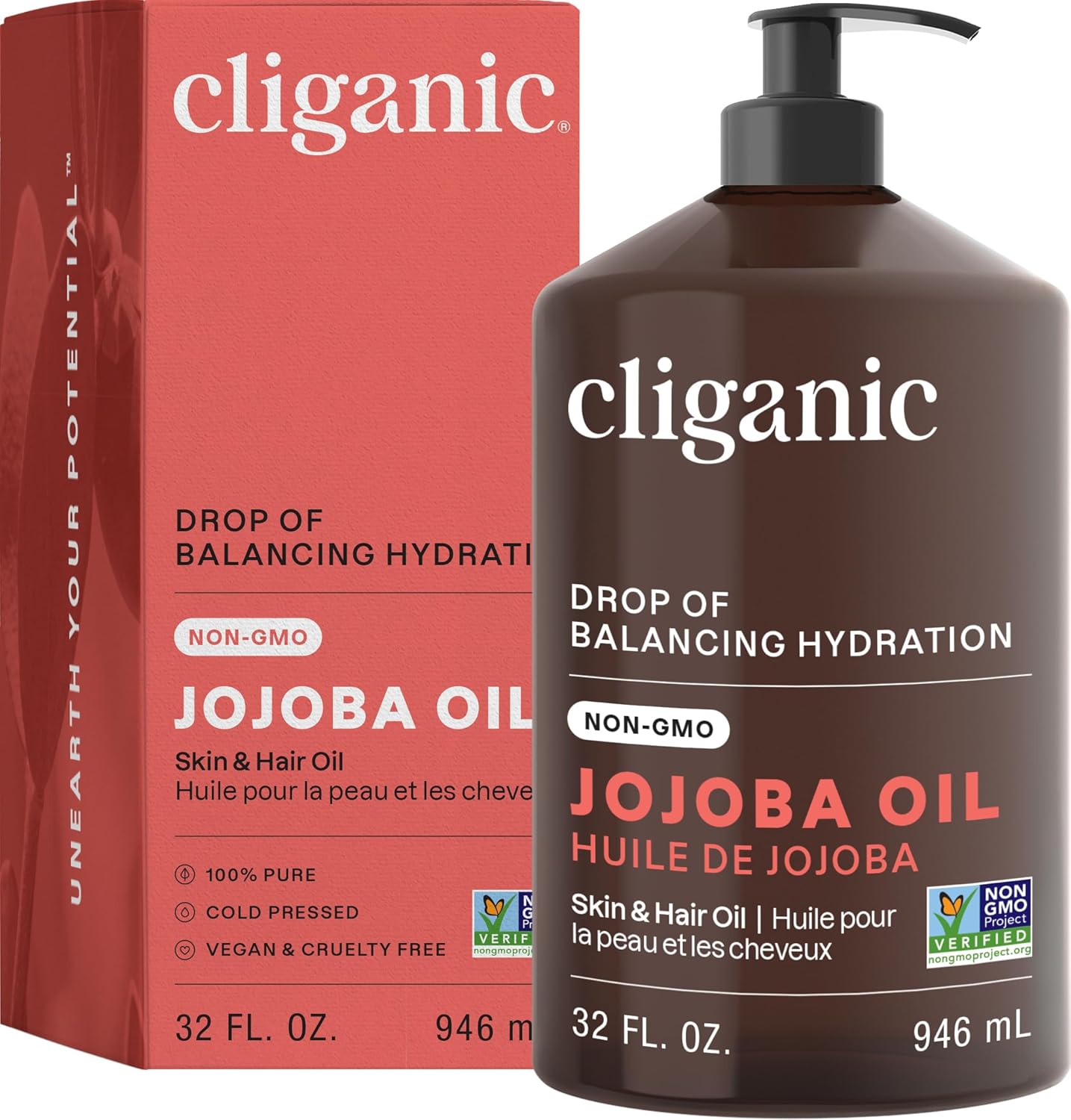 Jojoba Oil Non-GMO, Bulk - 100% Pure for Skin, Hair & Face, Cold Pressed Natural Hexane Free - Hair Relaxer (32 oz) 32 Fl Oz (Pack of 1)