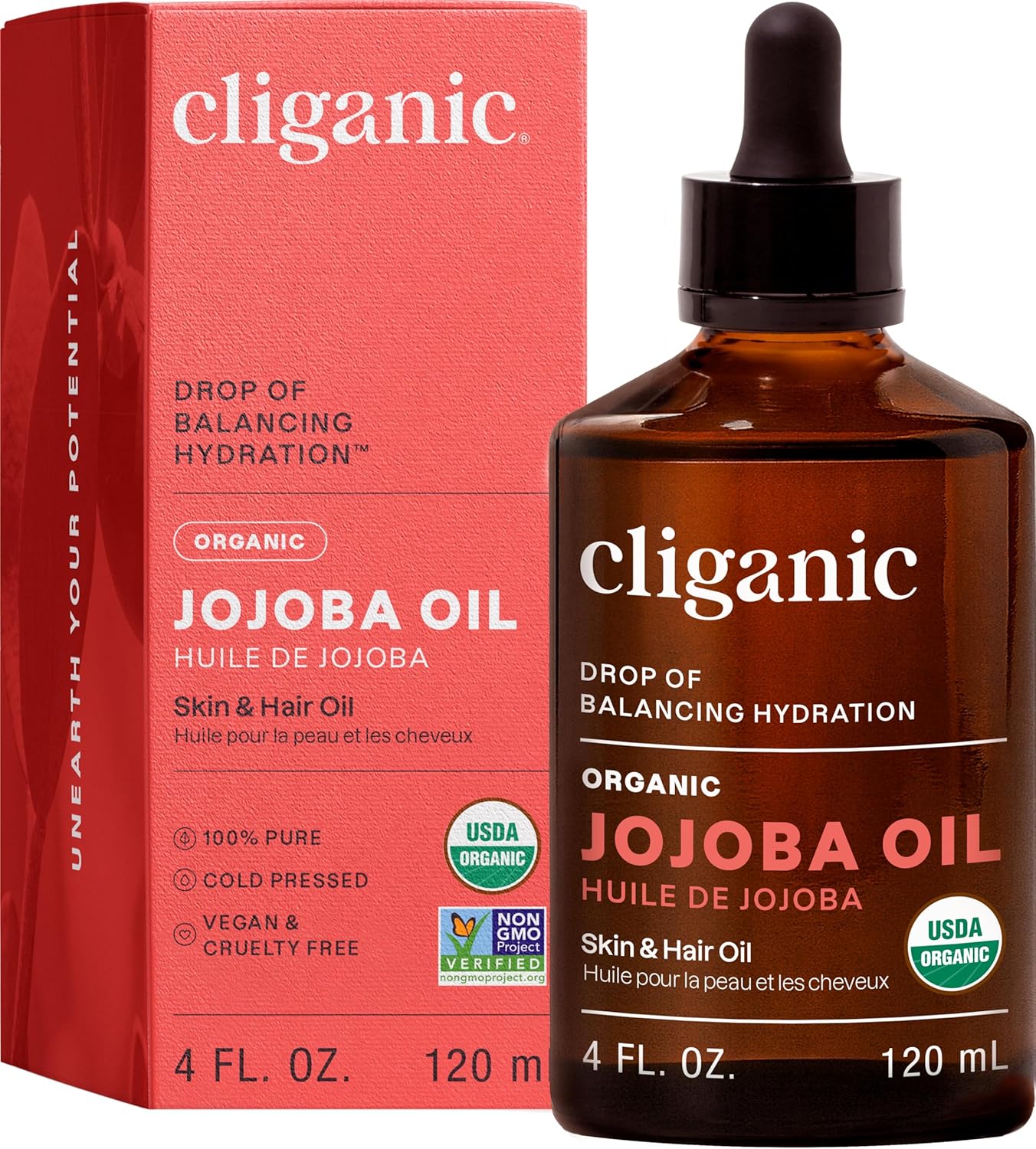 Organic Jojoba Oil, 100% Pure (4oz) - Moisturizing for Face, Hair, Skin & Nails - Natural Cold Pressed Hexane Free - Base Carrier Oil 4 Fl Oz (Pack of 1)