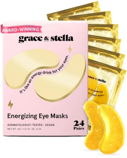 Grace & stella Award Winning Under Eye Mask - Travel Essentials - Birthday Gifts for Women - Gel Eye Patches for Dark Circles, Puffy Eyes, Wrinkles, Undereye Bags - Vegan - Self Care (24 Pairs, Gold) Gold (24 Pairs)