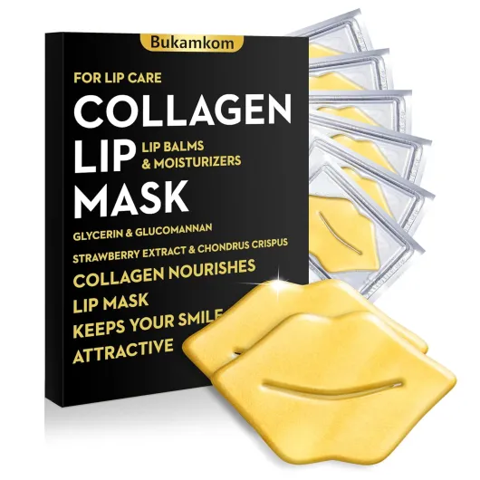 Collagen Lip Mask Patches Golden Sheets 20 Pack,24k Gold Overnight Lips Masks Moisturized Lips,Soothing & Nourishing Moisture,Anti-Aging,Bulk Lip Patches masks Individually Wrapped