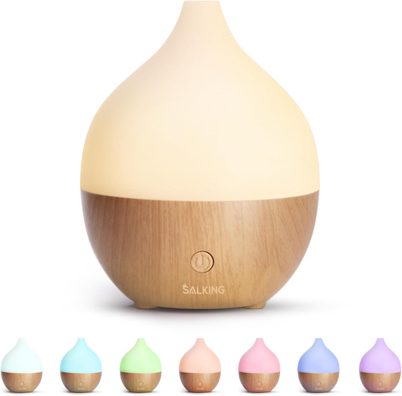 Essential Oil Diffuser, 100ml Small Aromatherapy Diffuser with Auto Shut-Off Function, Ultrasonic Diffusers for Essential Oils, Cool Mist Humidifier with Warm White Lights, for Office Home White + Wooden Grain
