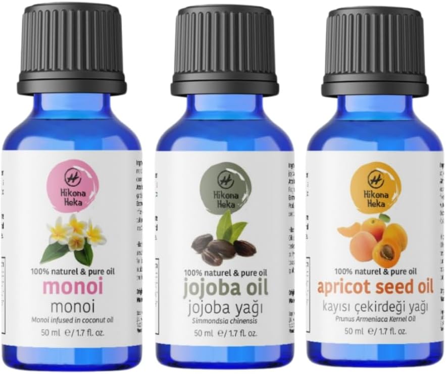 Moisturizing Carrier Oils for Essential Oils Mixing,Jojoba Oil for Skin and Mass and Hair,Monoi Oil for Skin,%100 Pure 1.7 fl oz Each 3-Pack
