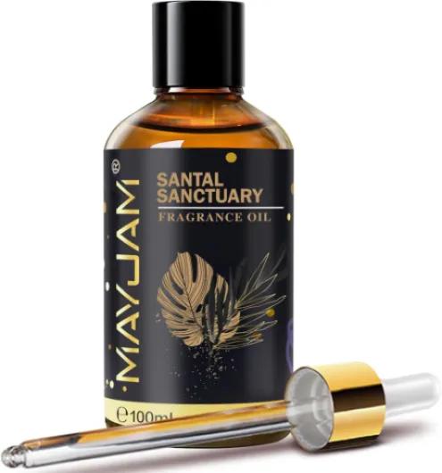 Santal Sanctuary Fragrance Oil Essential Oil, MAYJAM 3.38FL.OZ Santal Sanctuary Oil for Diffusers for Home, Long Lasting Scented Oils for Soap Candle Making - 100ML Santal Sanctuary 3.38 Fl Oz (Pack of 1)