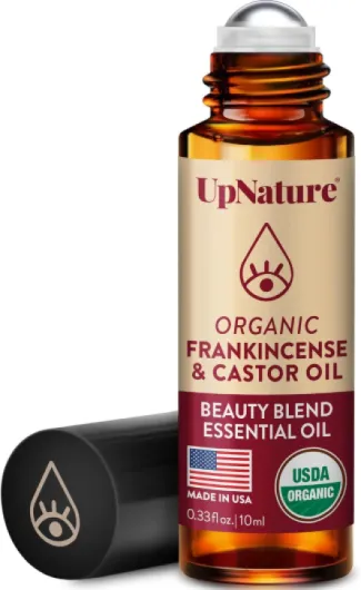Organic Castor Oil and Frankincense Roll On – 100% Pure Hexane Free Castor Oil & Frankincense Under Eye Roller for Face - Wrinkles Dark Circles Beauty Rollerball Organic Castor Oil + Frankincense 0.33 Fl Oz (Pack of 1)