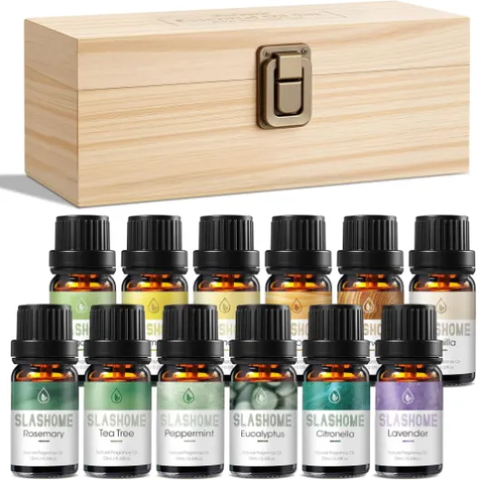 Essential Oils for Diffusers for Home – 12-Pack Essential Oil Set for Sleep & Refreshing Scents – Premium Aromatherapy Diffuser Oils Scents for Home in Wooden Gift Box, Best Gift for Any Occasion 0.34 Fl Oz (Pack of 12)
