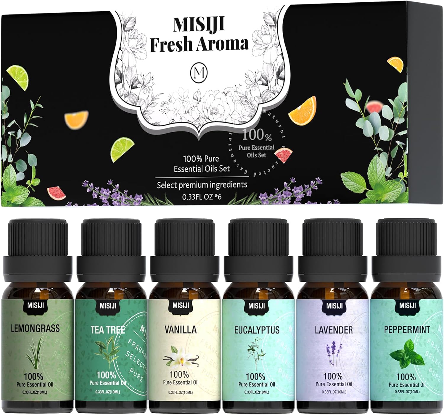Essential Oils Set Top 6 Aromatherapy-Essential Oils for Diffuser for Home,Air Freshening Diffuser Oils Scents for Aromatherapy,Laundry,Candle&Soap Making,Humidifiers 6 X 10ML Blissful