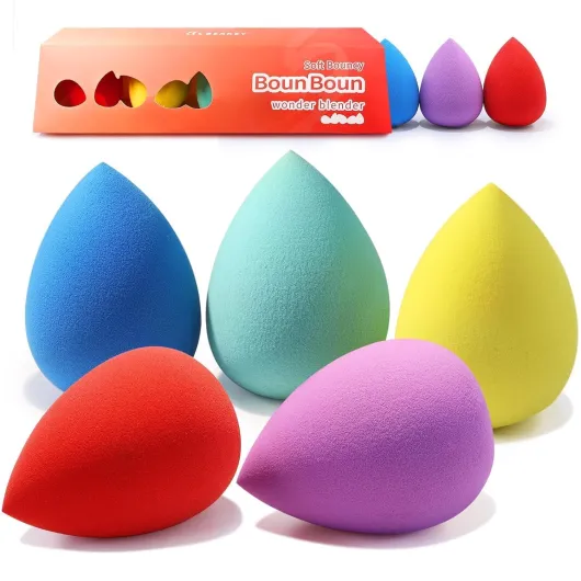 Makeup Sponge Set 5 Pack Micro Porous Low Absorption Soft Latex Free Foundation Beauty Sponges & Blenders for Powder Cream, Stocking Stuffers for Women 5pcs multi-colored sponges
