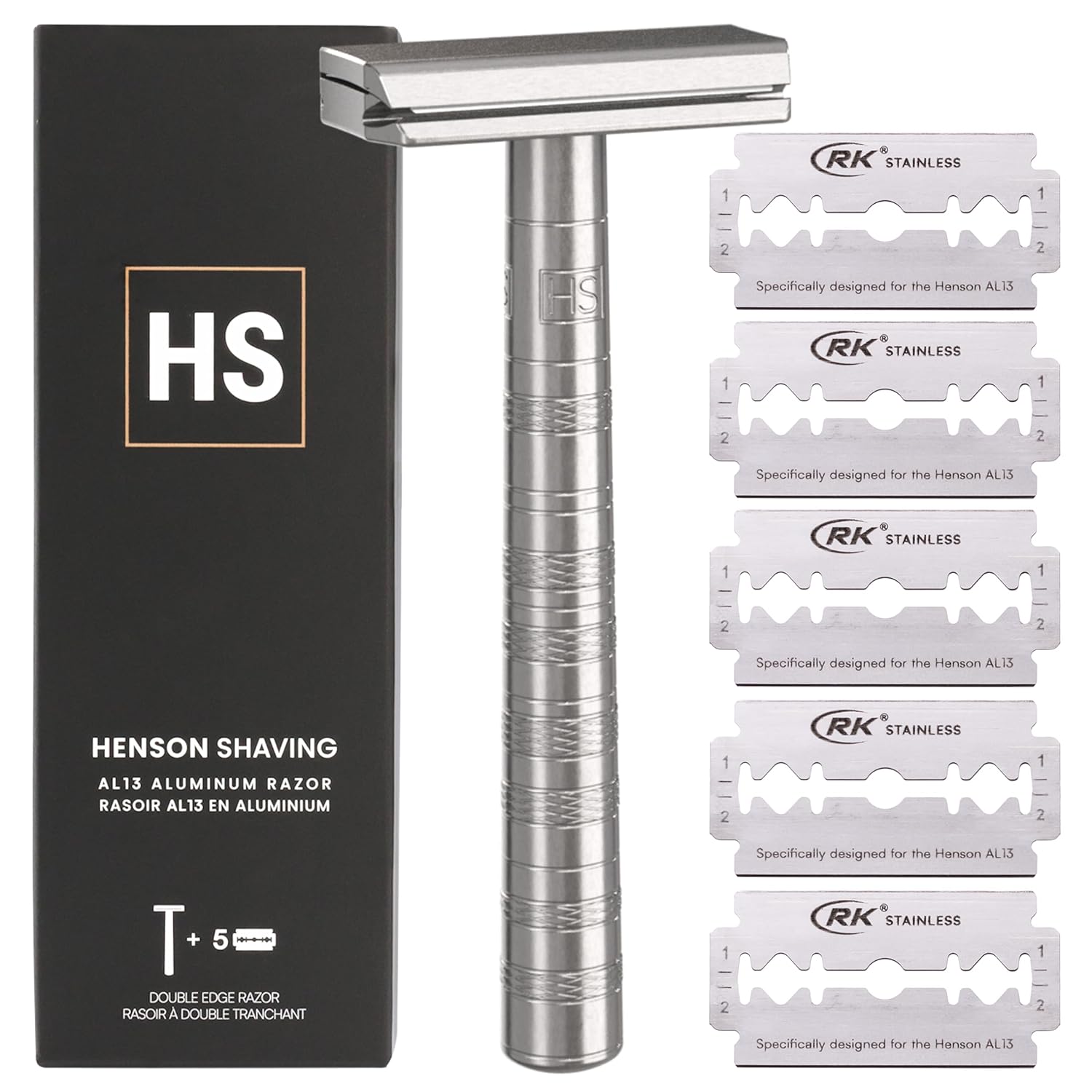 Razor - Aluminum Double Edge Safety Razor with 5 Spare Blades - 30° Angled Precision With Superior Blade Rigidity- Reusable Single Blade Razors For Men and Women - Mild Aggression Aircraft Aluminum