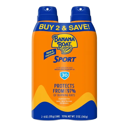 Sport Ultra SPF 30 Sunscreen Spray Twin Pack - Banana Boat Sunscreen Spray SPF 30, Spray On Sunscreen, Water Resistant Sunscreen, Oxybenzone Free Sunscreen Pack, 6oz each
