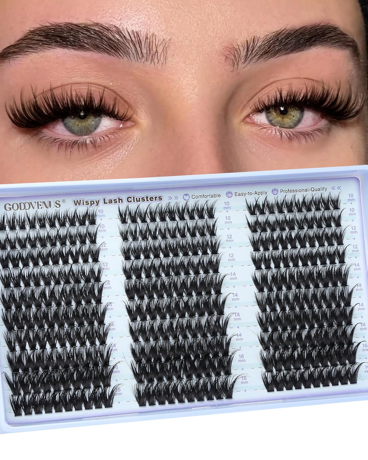 Wispy Lash Clusters Natural DIY Fairy Wet Eyelash Clusters 300 Pcs Cluster Eyelash Extensions Reusable Waterproof Individual Lash (10-16mm CC Curve) G-fairy lash cluster