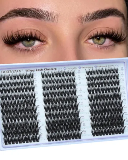 Wispy Lash Clusters Natural DIY Fairy Wet Eyelash Clusters 300 Pcs Cluster Eyelash Extensions Reusable Waterproof Individual Lash (10-16mm CC Curve) G-fairy lash cluster