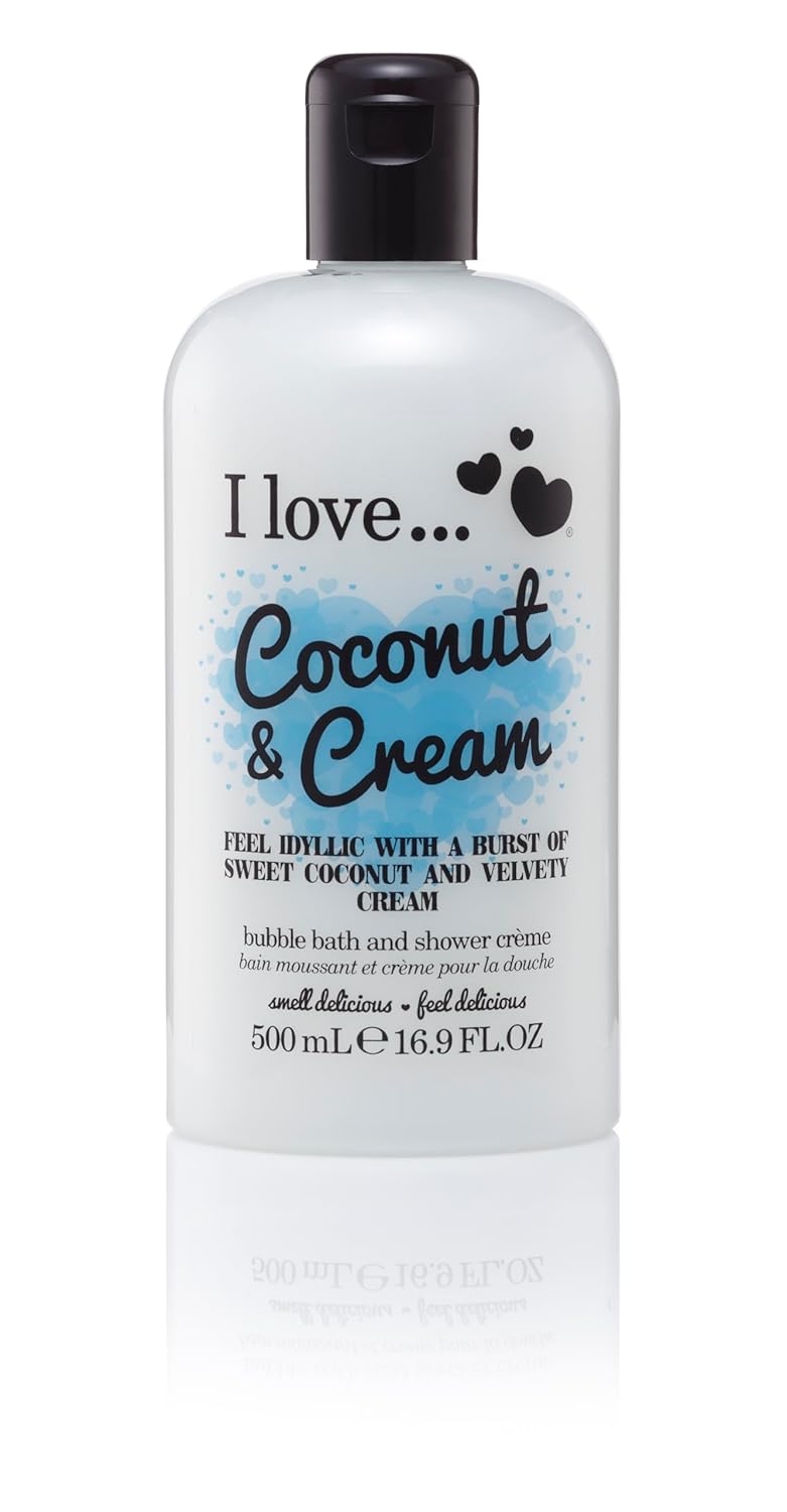 Love Coconut and Cream Bath and Shower Cream - Hydrating Body Wash and Bubble Bath - With Natural Fruit Extracts and Provitamin B5-16.9 oz