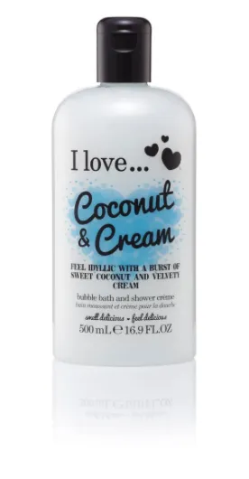 Love Coconut and Cream Bath and Shower Cream - Hydrating Body Wash and Bubble Bath - With Natural Fruit Extracts and Provitamin B5-16.9 oz