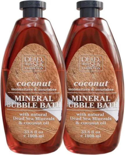Bubble Bath with Coconut for Women and Men - Coconut Oil and Pure Dead Sea Minerals - Nourishing and Moisturizing Skin - Pack of 2 (67.6 fl.oz) Coconut 33.8 Fl Oz (Pack of 2)