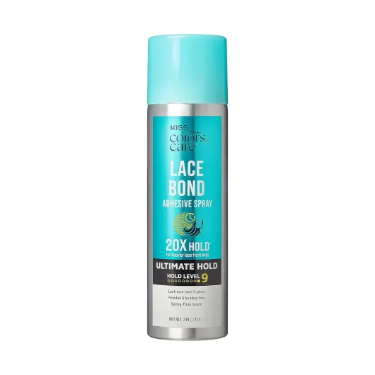 KISS Colors & Care Lace Bond Adhesive Spray Ultimate Hold 11.1 oz - - Adhesive for Lace Frontals, Sweat Proof, Water-Resistant, Fast Drying, Efficient Nozzle, Convenient, Super Secure for All Day