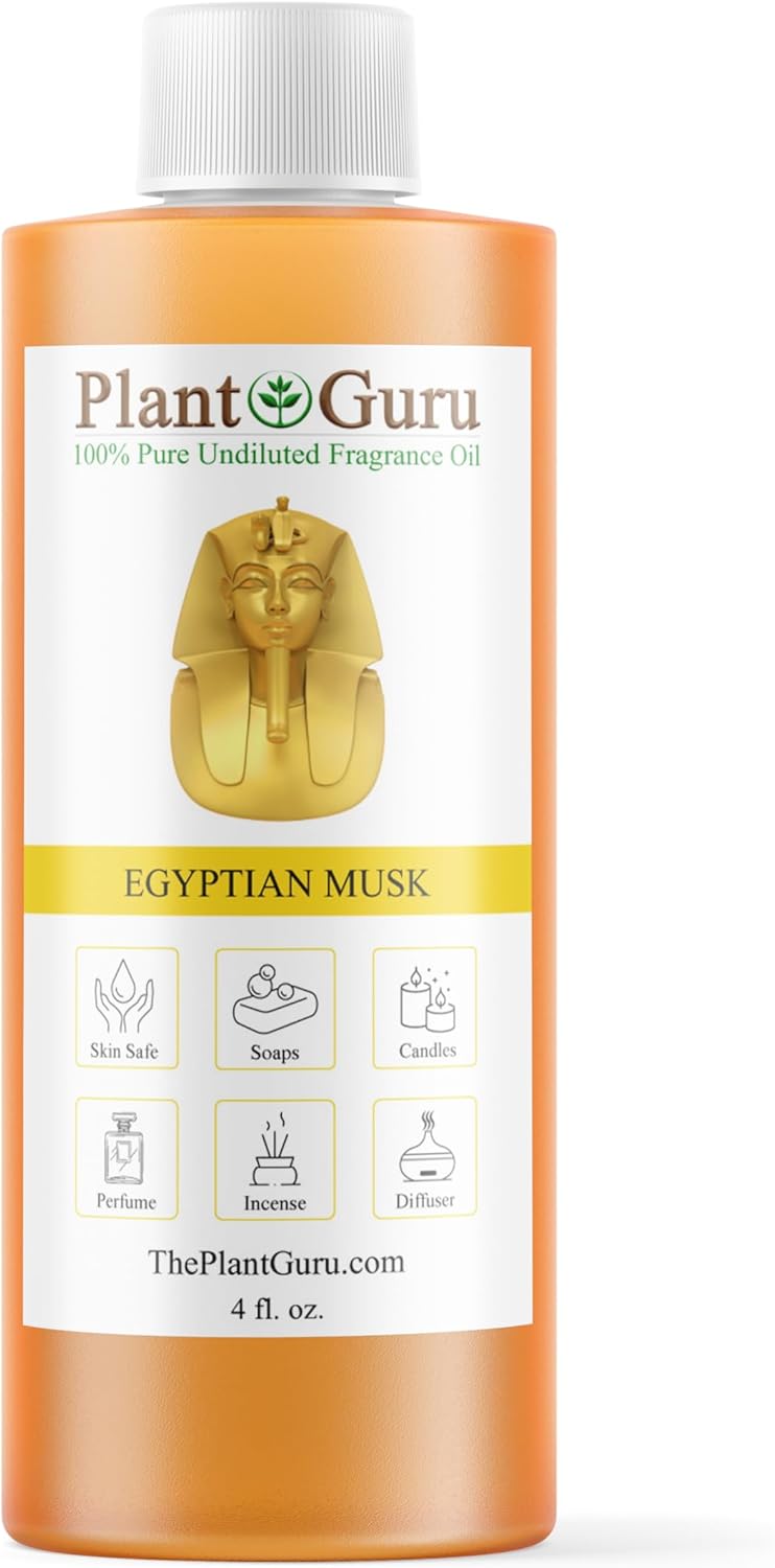 Egyptian Musk Fragrance Oil 4 fl - oz - Scented Oil for DIY Soap Making, Candles, Bath Bombs, Body Butters - Used in Aromatherapy Diffusers, Burners and Warmers - Great Addition to Lotions and Creams - Egyptian Musk 4 Fl Oz (Pack of 1)