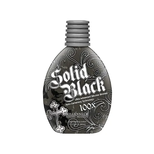 SOLID BLACK 100X Dark Tanning Lotion Indoor Outdoor Tan Enhancing Silicone Bronzer Tanning Bed Lotion 13.5 Fl oz (400 ml) 1 Fl Oz (Pack of 1)