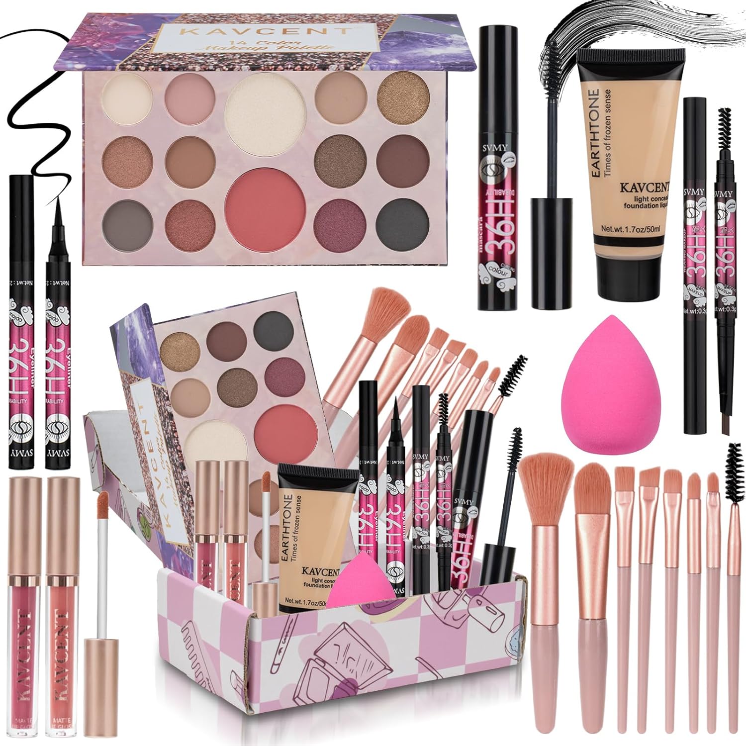Makeup Kit for Women Teen Girls Full Kit Makeup Sets for Teens Eyeshadow Makeup Gift Set fo Women Teenagers Christmas Makeup Kits for Teens KAVCENT Teens Girls Makeup Set